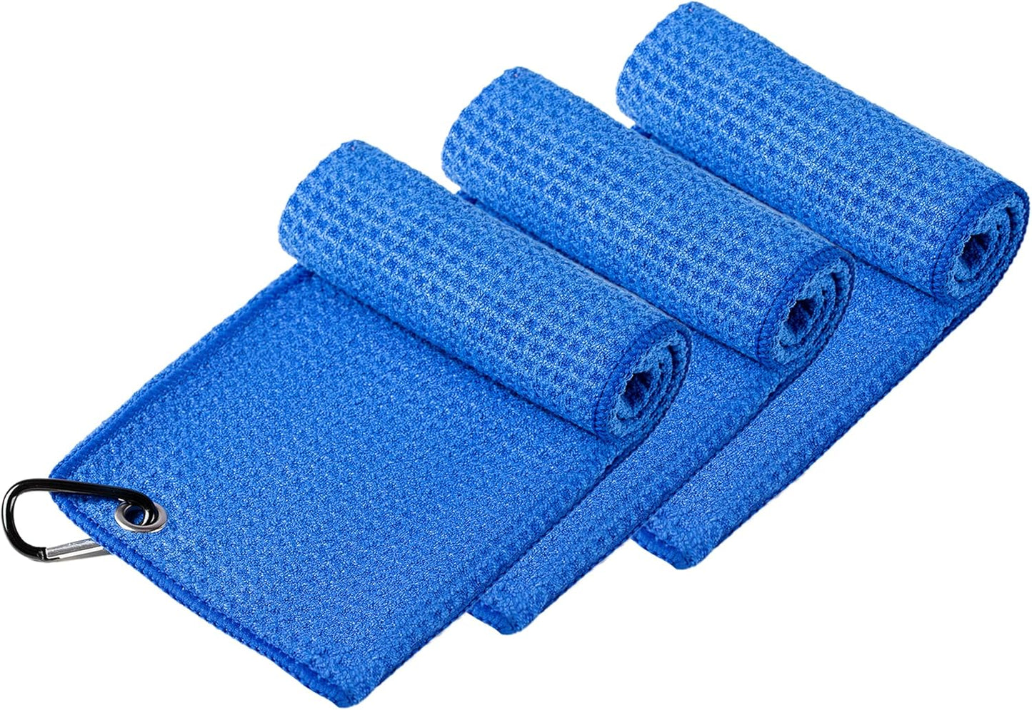 Handy Picks Microfiber Golf Towel (16" X 16") with Carabiner Clip, Waffle Pattern Golf Towel Hook and Loop Fastener - The Convenient Golf Cleaning Towel