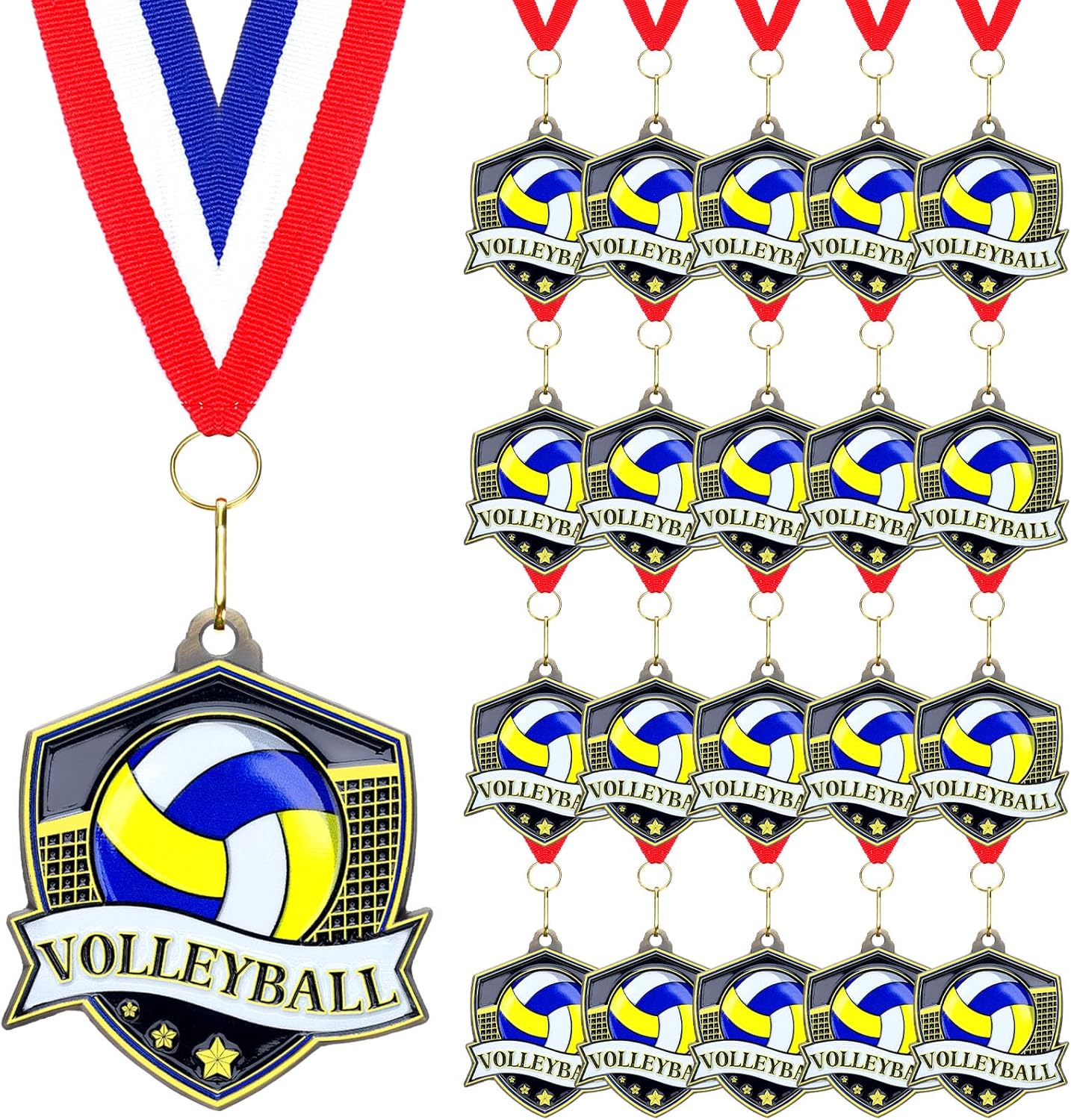 10/20 /30/40 Pcs Award Medals Bulk Sports Medals with Neck Ribbons 2.4 Inch Winner Award Trophy Prize Gift for Sports Themed Party Favors Tournaments School Match
