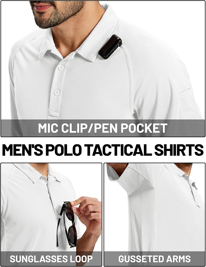 TACVASEN Men's Polo Shirts Short Sleeve Golf Polos Dry Fit UPF 50+ Performance - Image 4