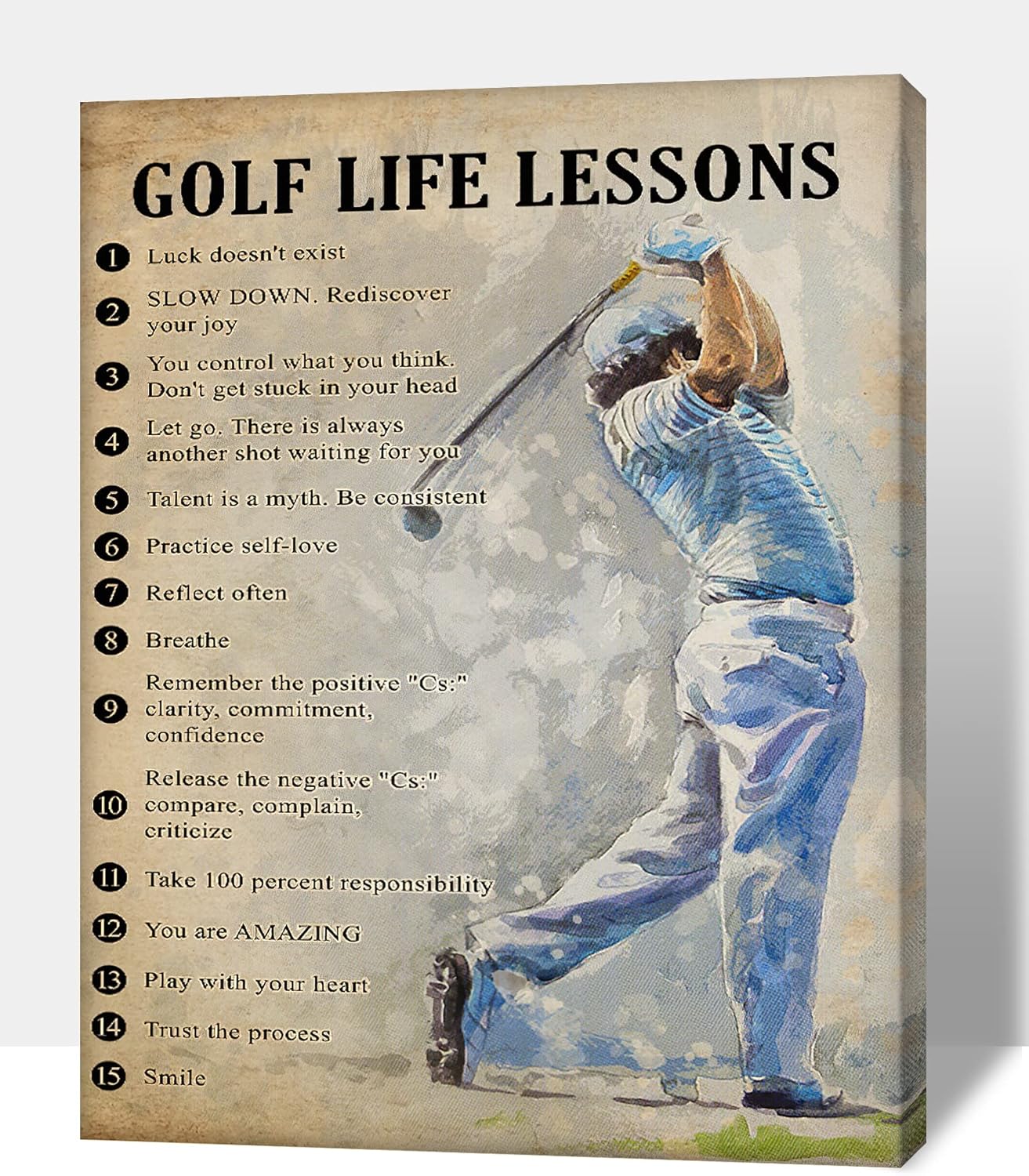 GUTTATY Golf Wall Art, Vintage Golf Pictures Posters Canvas Print Wall Decor for Golfer's Man Cave Home Ofice Ready to Hang (18x24 Inches)