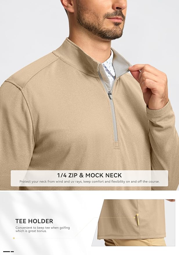 Obla Golf Quarter Zip Pullover for Men Mock Neck Sweatshirt Lightweight Sun - Image 4