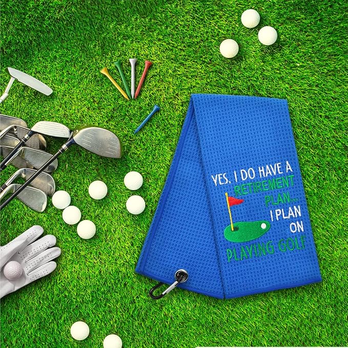 ERHACHAIJIA Yes I'd Have A Retirement Plan Embroidered Golf Towel - Image 4