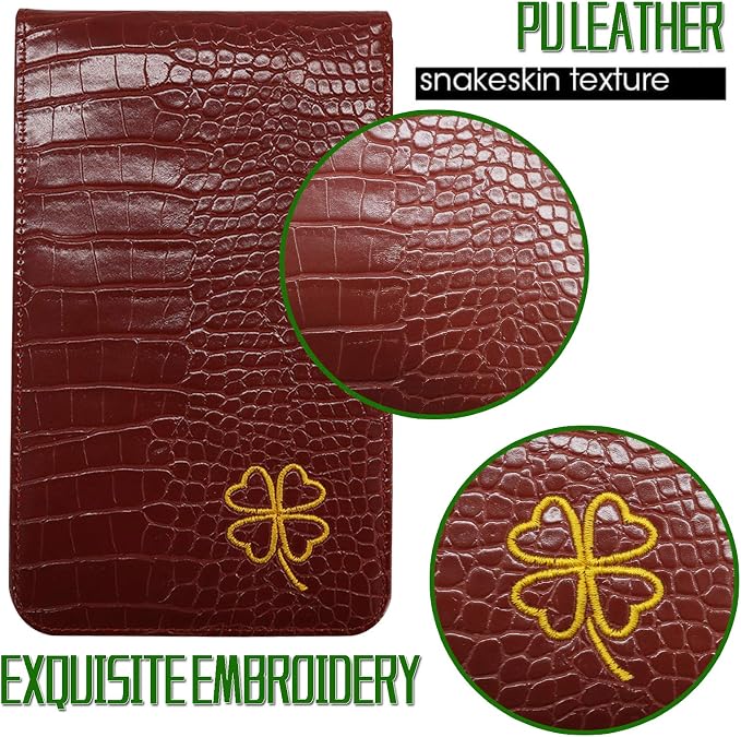 FINGER TEN Golf Scorecard Holder Leather Yardage Books Cover Lucky Clover - Image 4