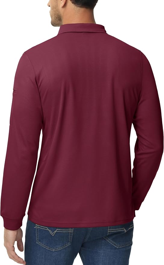MAGCOMSEN Men's Polo Shirts 3 Button Quick Dry Performance Long Sleeve Tactical - Image 5