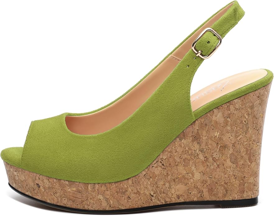 Womens Wedge Platform Sandals Peep Open Toe Slingback Buckle High Heel Dress - Image 2