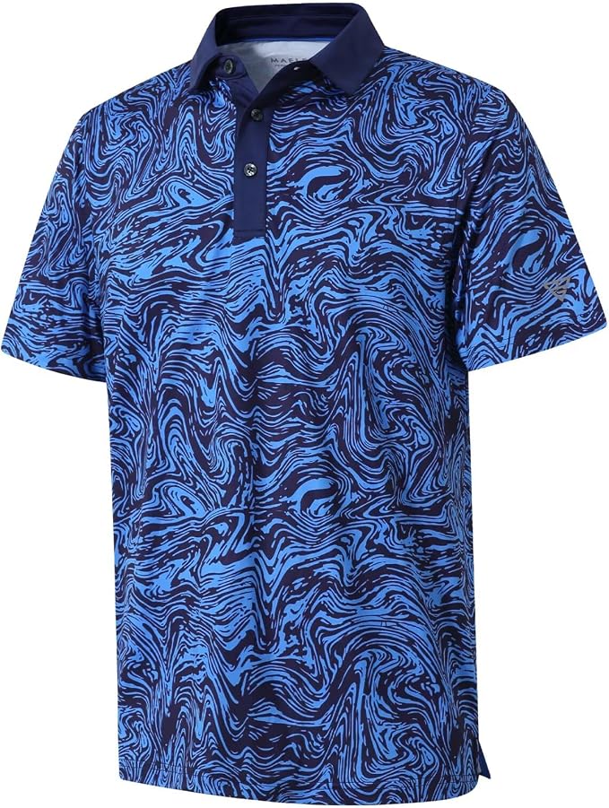 Golf Shirts for Men Dry Fit Short Sleeve Print Performance Moisture Wicking by MAELREG