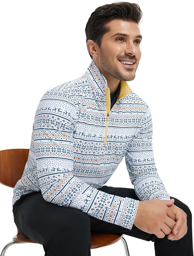 M MAELREG Quarter Zip Golf Pullover Men Dry Fit Long Sleeve Performance Wicking - Image 6