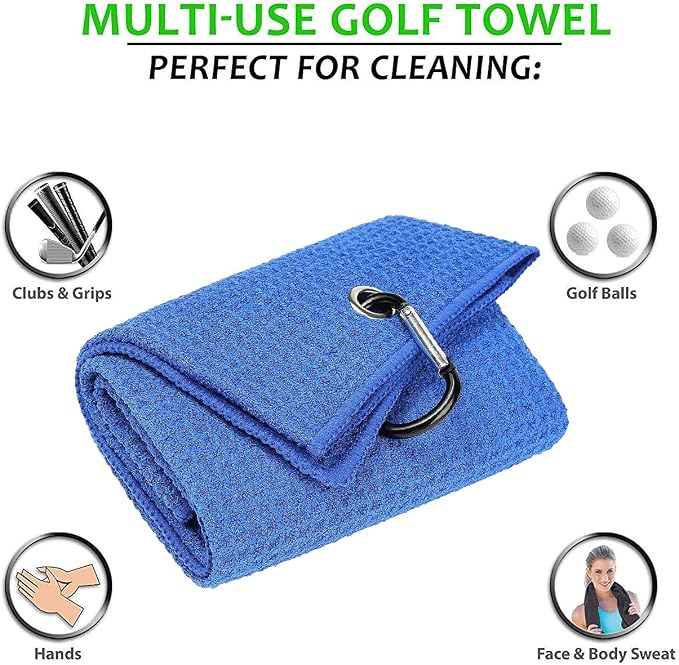 Golf Towels, Microfiber Waffle Pattern Tri-fold Golf Towel - Image 2