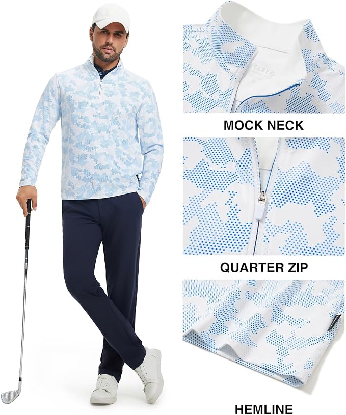 M MAELREG Quarter Zip Golf Pullover Men Dry Fit Long Sleeve Performance Wicking - Image 3