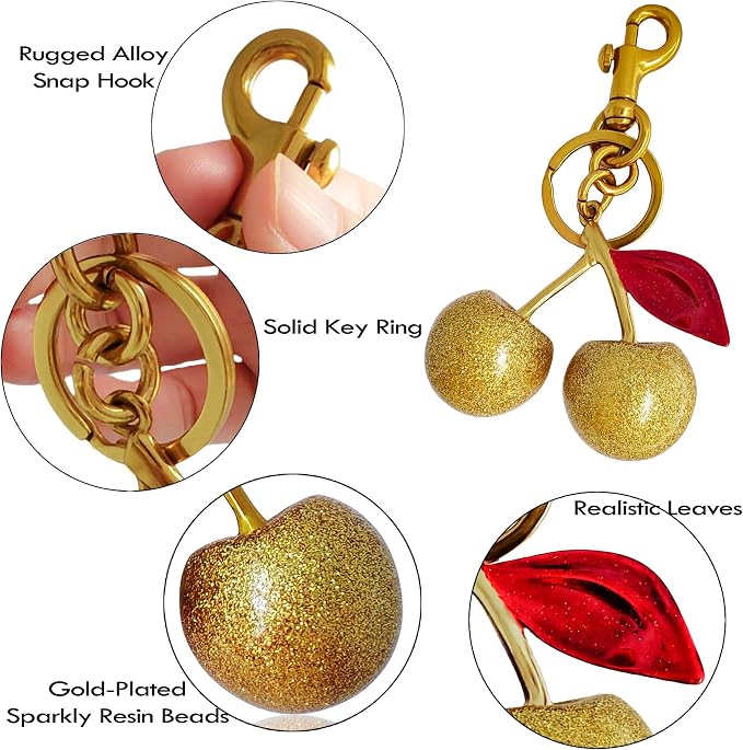 Cherry Bag Charm Purse Handbag Charm Cherry Car Accessories KeyChain Gift - Image 3