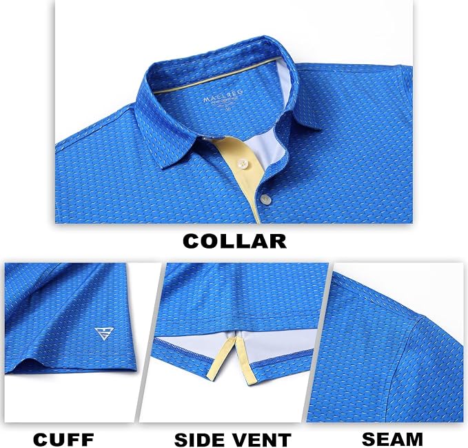 M MAELREG Mens Golf Shirt Short Sleeve Dry Fit Print Moisture Wicking - Image 5