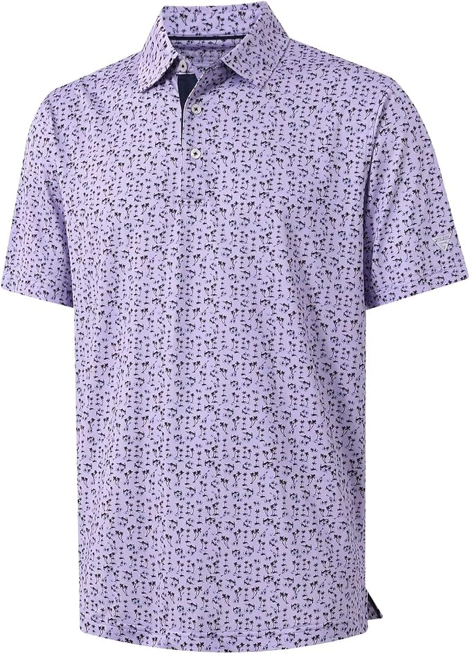 M MAELREG Mens Golf Shirt Short Sleeve Dry Fit Print Moisture Wicking by MAELREG