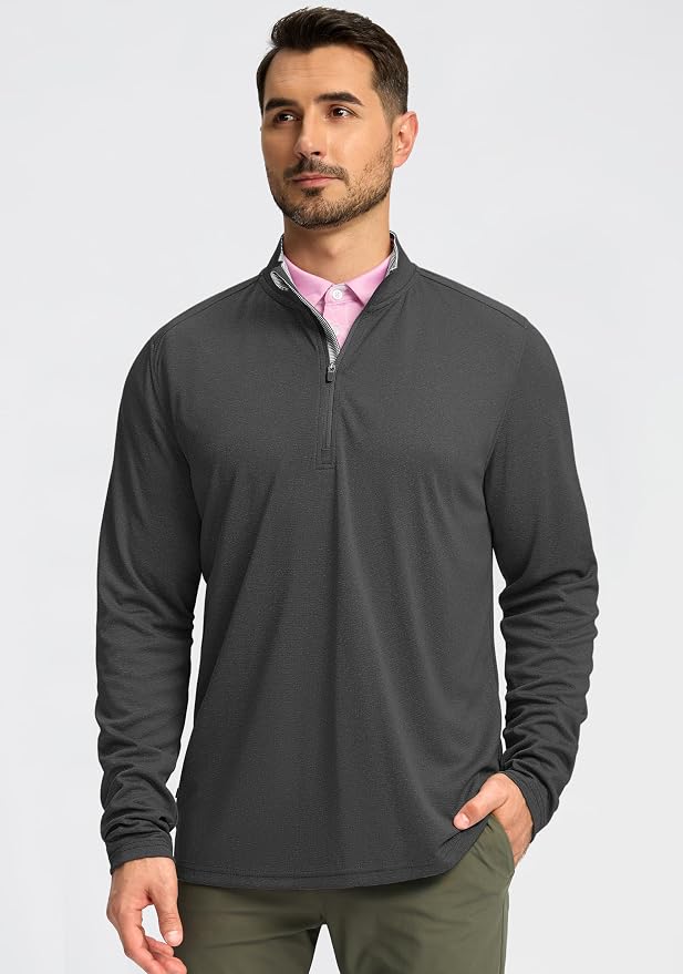 Obla Golf Quarter Zip Pullover for Men Mock Neck Sweatshirt Lightweight Sun - Image 2