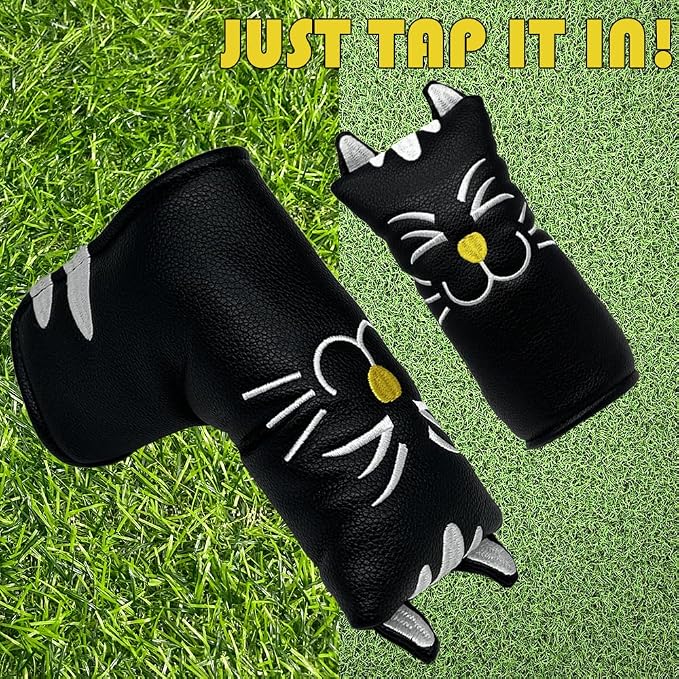 Golf Kitty Head Cover Golf Club White Leather Headcovers 1pc/4pcs Set Fits - Image 3