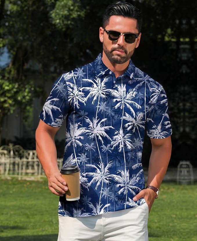 zeetoo Men's Polo Shirts Hawaiian Golf Polos Shirts Short Sleeve Performance - Image 7