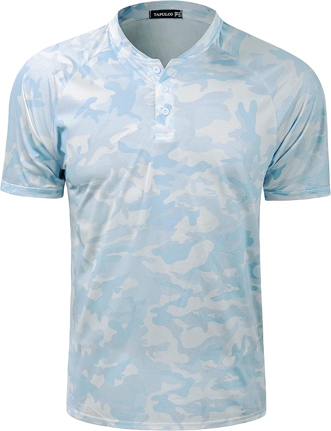 TAPULCO Mens Collarless Golf Shirts Short Sleeve Dry Fit Stretch Casual by TAPULCO