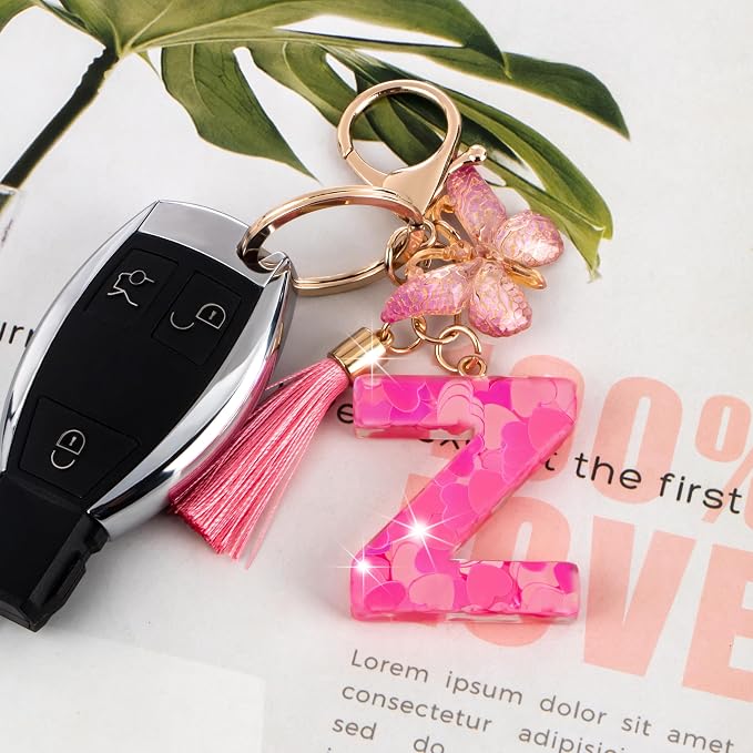 Suweibuke Colourful Cute Initial Letter Keychains - Image 3
