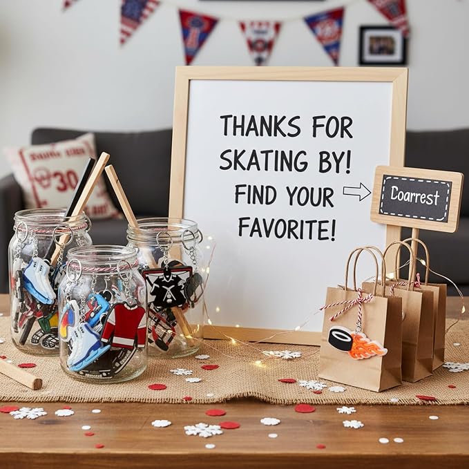Batiyeer 36 Pack Hockey Keychains Bulk Party Favors Sports Ball Key Chains - Image 8