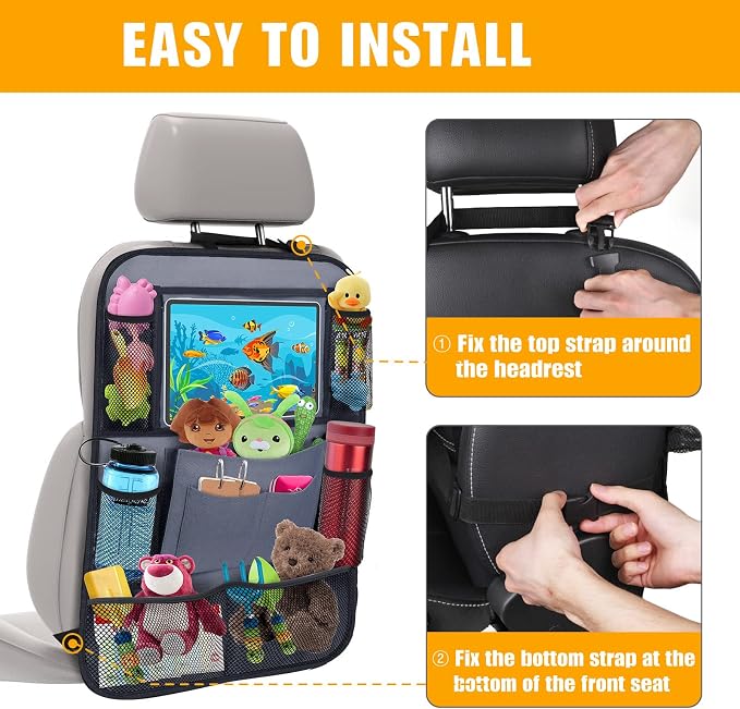 Car Backseat Organizer with 11" Table Holder, 10 Storage Pockets Seat Back - Image 6