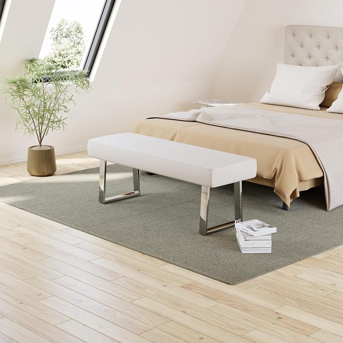 JIEXI Bedroom Bench Bed end upholstered Bench Indoor Corner Small Bench - Image 6
