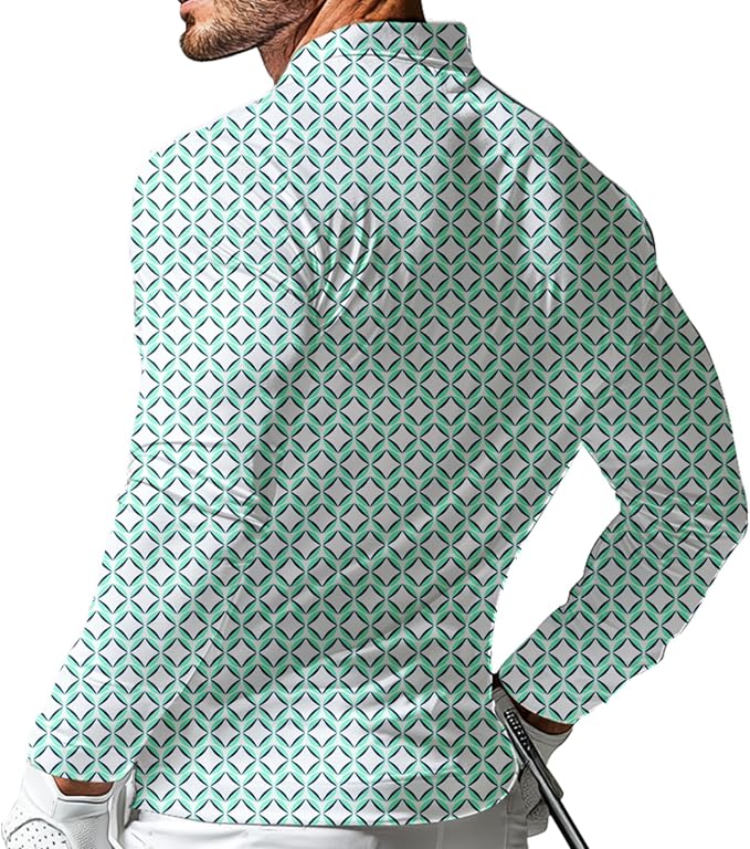 Men's Long Sleeve Golf Shirt Quick Dry 3 Button Work Fishing Outdoor Casual - Image 2