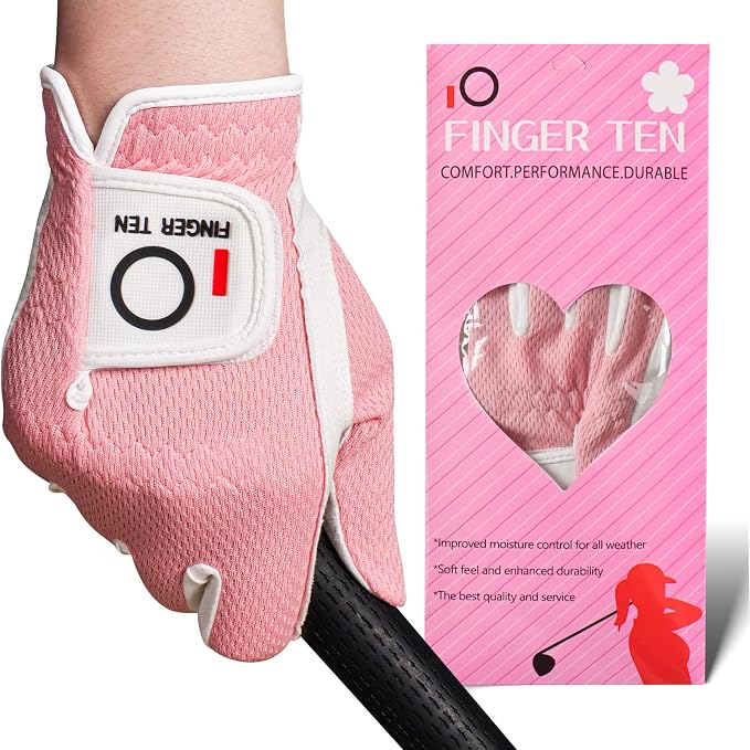 FINGER TEN Womens Golf Glove Right Handed Golfer Left Hand 1 Pack Golf Gloves by FINGERTENSport
