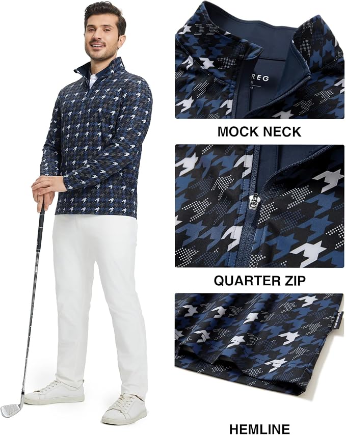 M MAELREG Quarter Zip Golf Pullover Men Dry Fit Long Sleeve Performance Wicking - Image 3