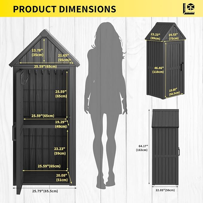 Fancyango Outdoor Resin Storage Shed, Upgrade Sturdy Storage Cabinet - Image 8
