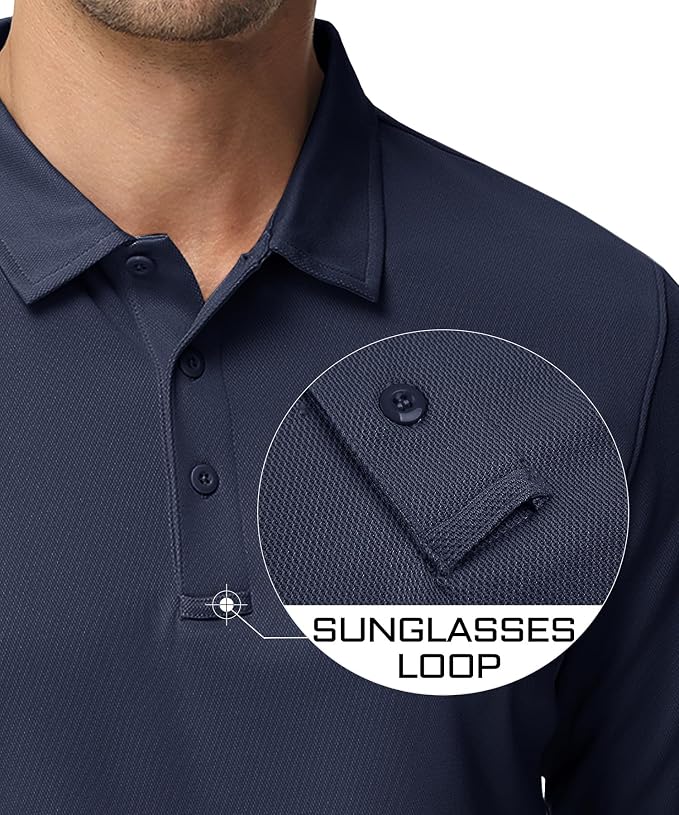 MAGCOMSEN Men's Polo Shirts 3 Button Quick Dry Performance Long Sleeve Tactical - Image 3