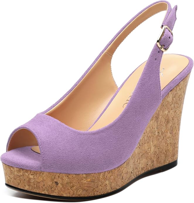 Womens Wedge Platform Sandals Peep Open Toe Slingback Buckle High Heel Dress by zasudxie