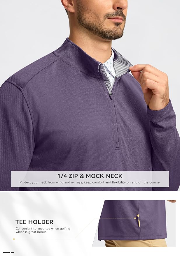 Obla Golf Quarter Zip Pullover for Men Mock Neck Sweatshirt Lightweight Sun - Image 4