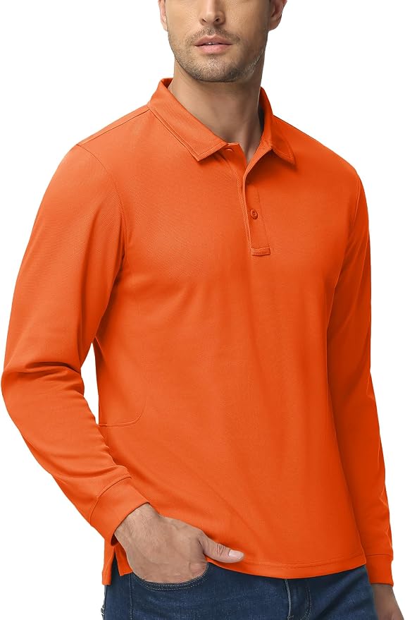 MAGCOMSEN Men's Polo Shirts 3 Button Quick Dry Performance Long Sleeve Tactical - Image 6
