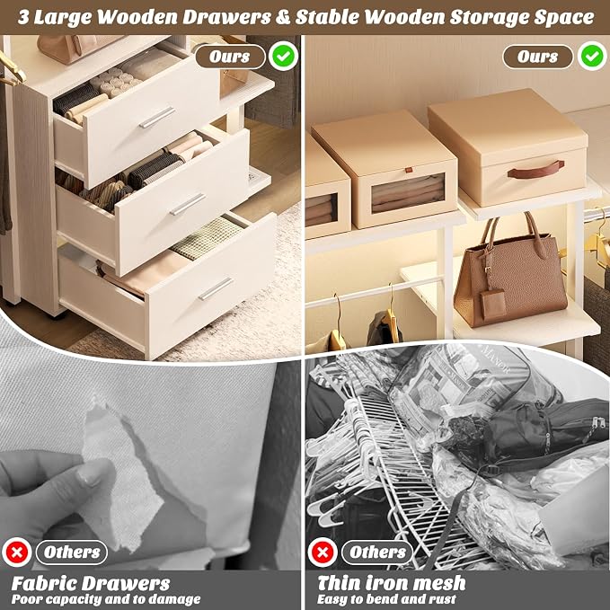Aheaplus Closet System with Drawers, Closet Organizer System Storage with - Image 3