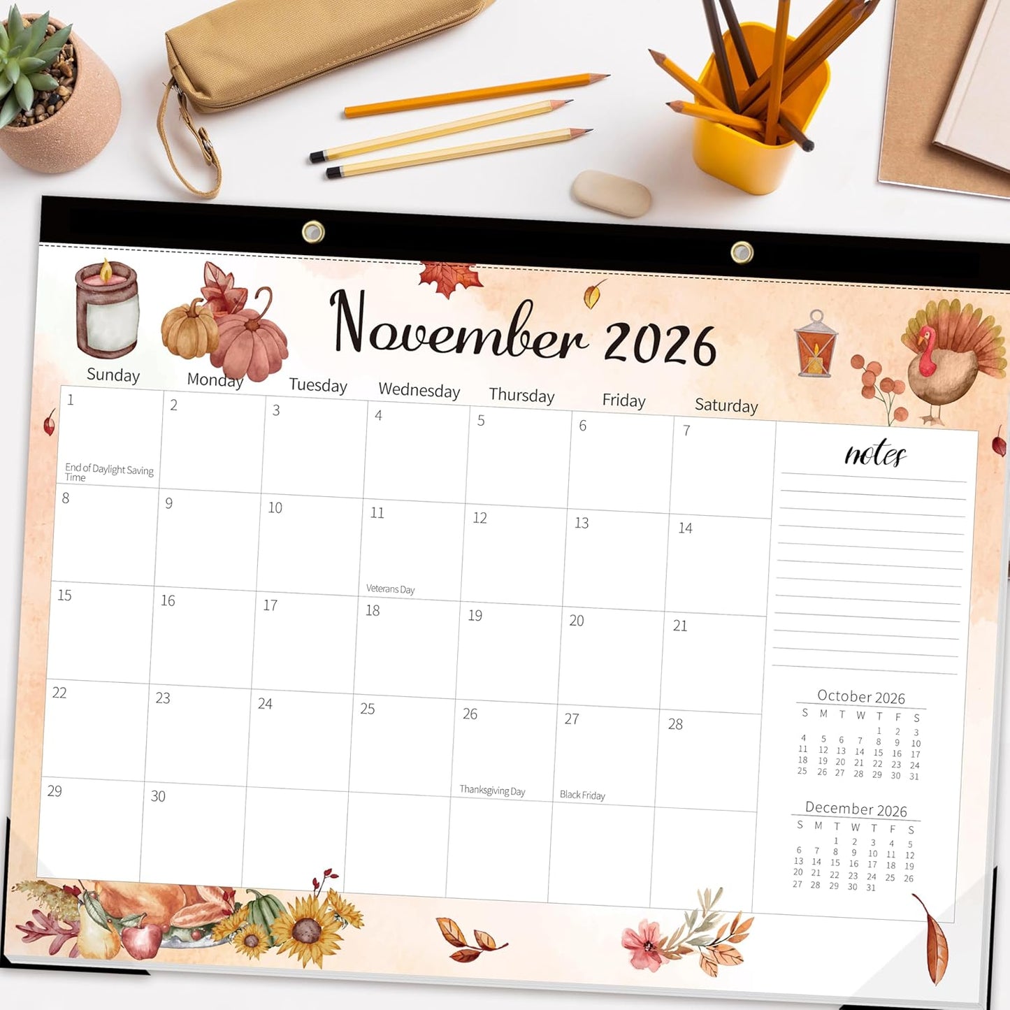 GuassLee Monthly Large Desk Calendar 2026-2027 - 18 Months 22" x 17" Calendar from Jan. 2026 to Jun. 2027, Large Monthly Planner with Holiday Watercolor Design for Office School Home Organizing
