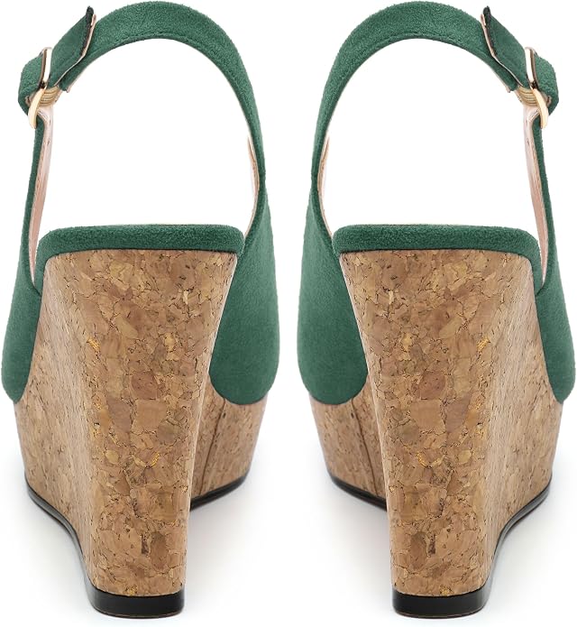 Womens Wedge Platform Sandals Peep Open Toe Slingback Buckle High Heel Dress - Image 4