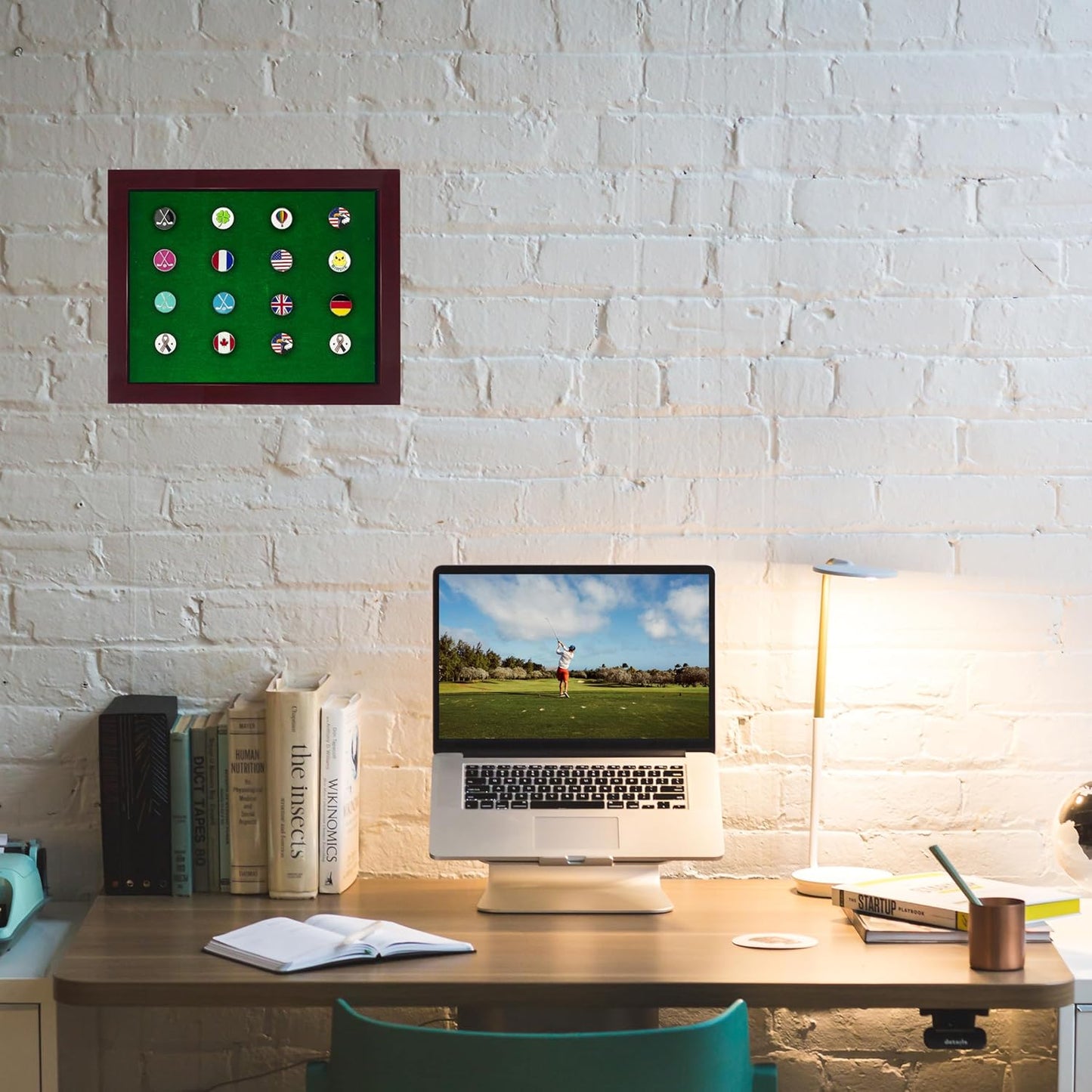 20 Golf Ball Marker Display Case Magnetic 11" W x 9" H Wall Mounted Ball Marker Display Frame Shadow Box Acrylic Cover Magnetic Back Panel Suitable for Collecting Golf Ball Markers