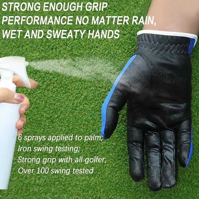 FINGER TEN Men's Golf Gloves for Right Left Handed Golfer Rain Grip Value 2 Pack - Image 4