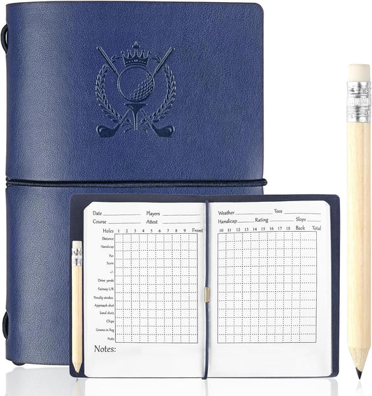 Archerest Golf Scorecard Book with Pencil, Waterproof Leather Golf Scorecard Notebook Log Journal Holder with Pages for Men Golfers, Sports and Outdoor Club Accessories
