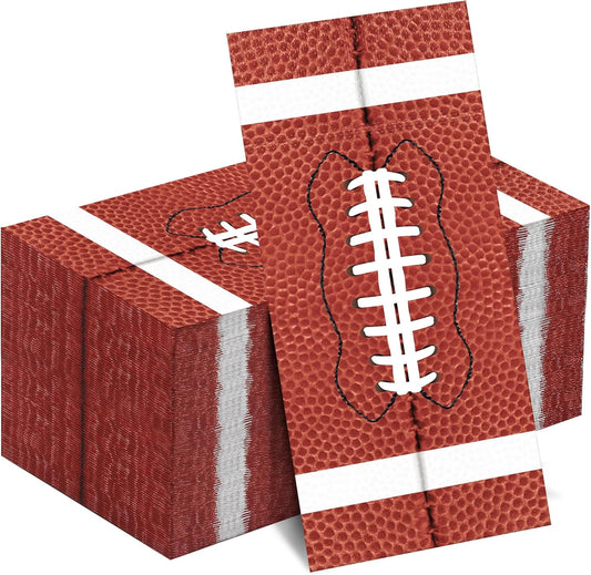 100 Pieces Football Napkins Disposable Football Party Napkins 7.8 x 4.3 Inches Football Paper Cocktail Napkins Football Birthday Supplies Decorations for Football Party Game Day