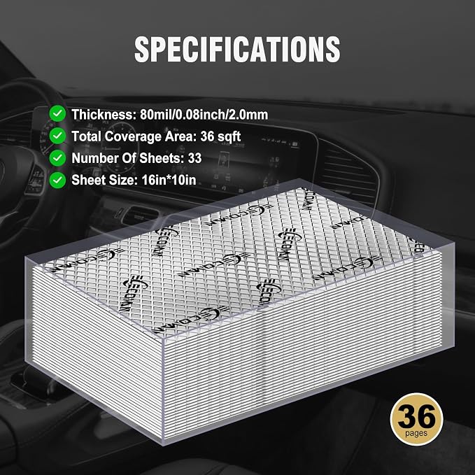 Car Sound Deadening Mat-80 mil 36 sqft Sound Deading Material - Image 3
