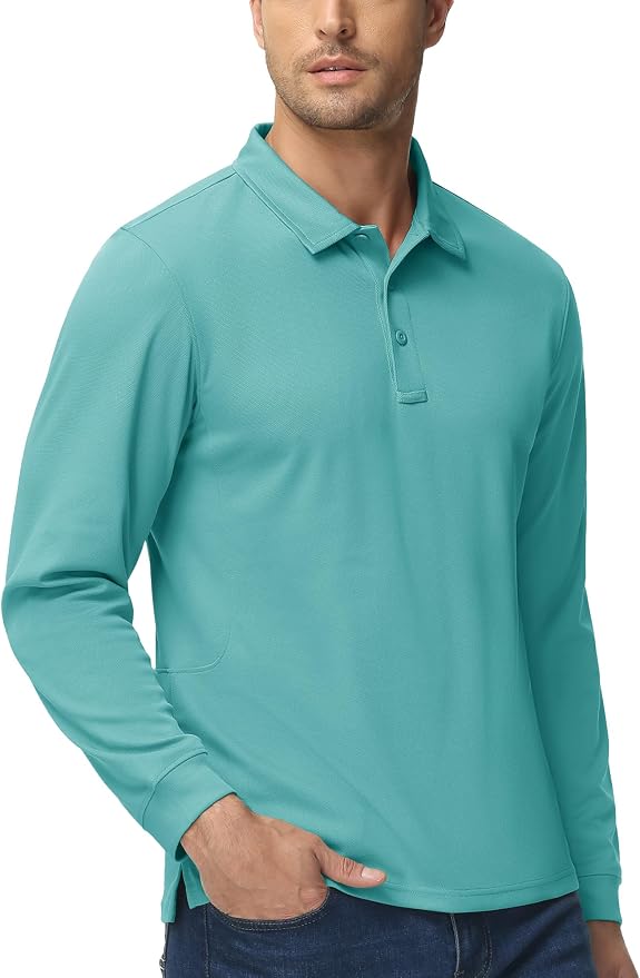 MAGCOMSEN Men's Polo Shirts 3 Button Quick Dry Performance Long Sleeve Tactical - Image 6