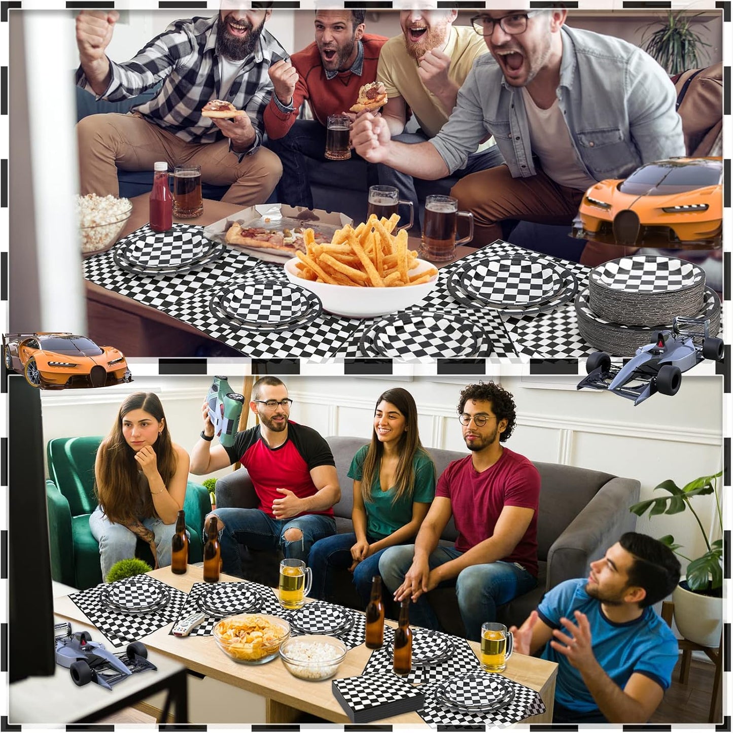 180Pcs Race Car Party Supplies Paper Plates and Napkins Serve 60 Disposable Tableware Set for Birthday Party Decorations Game Day Family School Holiday Sports Events