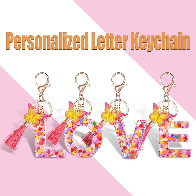 Suweibuke Colourful Cute Initial Letter Keychains - Image 4