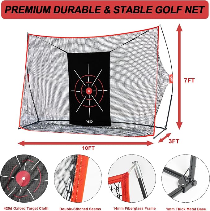 10x7ft Golf Practice Net for Backyard Driving, All-in-1 Outdoor Indoor Hitting - Image 3