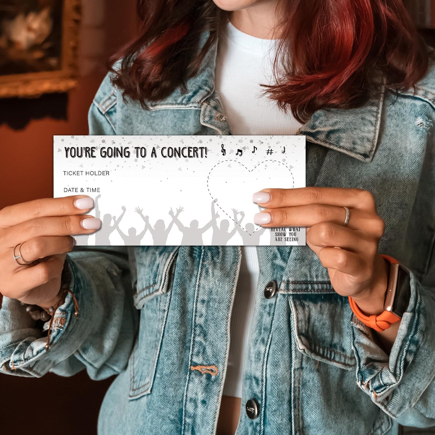 2 Set Concert Ticket, DIY Scratch Off Cards with Envelope for Vacation Birthday Wedding, Surprise Music Festival Reveal Gifts for Couples Family Friends -006B