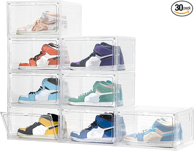 Attelite 8 Pack Shoe Boxes Clear Plastic Stackable, Upgrade Large Shoe Storage by Attelite