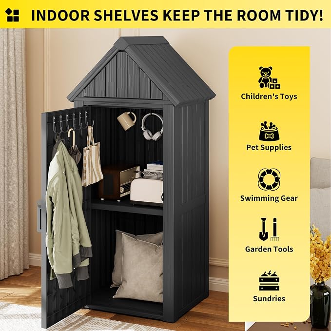 Fancyango Outdoor Resin Storage Shed, Upgrade Sturdy Storage Cabinet - Image 5