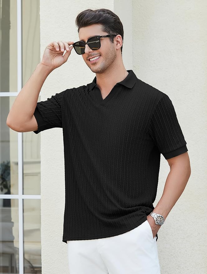 Esabel.C Golf Shirts for Men Dry Fit Performance Short Sleeve Print Moisture - Image 2