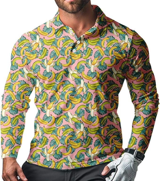 Men's Long Sleeve Golf Shirt Quick Dry 3 Button Work Fishing Outdoor Casual by SQPO