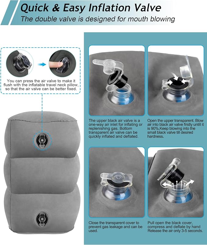 JefDiee Inflatable Travel Foot Rest Pillow, Kids Airplane Bed, Adjustable - Image 5